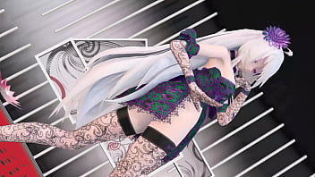 Yowane haku undress dance sexy lingerie hentai stickysticky song mmd 3d purple clothes clip