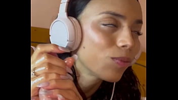 Incredible jerk off of my dick from a latin nymph