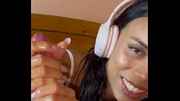 Incredible jerk off of my dick from a latin nymph