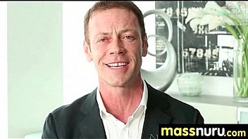 Busty teen gives nuru sex massage 17