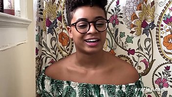 Ebony honey works it with 2 dildos