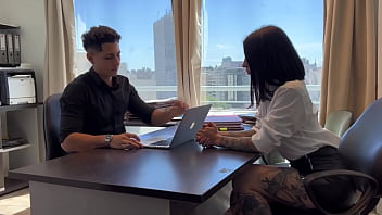 My slutty secretary seduces me and fucks me to avoid working