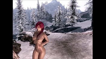 Two females adventure through a snowstorm and have sex outside at a campfire