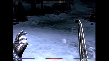 Two females adventure through a snowstorm and have sex outside at a campfire