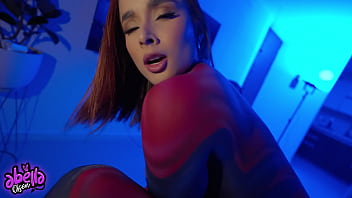 Hot spiderwoman fucks her fan and ride him until he cums