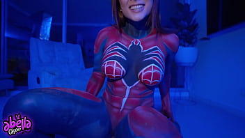 Hot spiderwoman fucks her fan and ride him until he cums