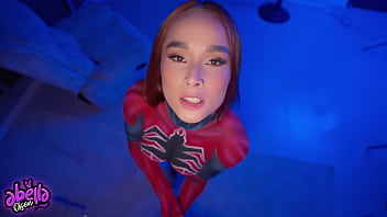 Hot spiderwoman fucks her fan and ride him until he cums