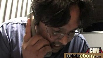 Ebony gets group cumshots 13