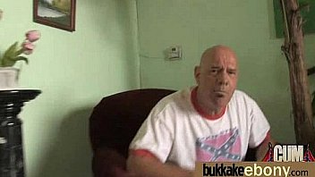 Ebony gets group cumshots 13