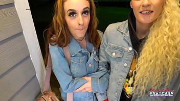 Skinny hotties sassy and lola share a juicy cock to suck and get banged