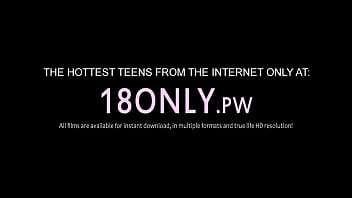 Tight pussy and ass penetrated with glass dildo