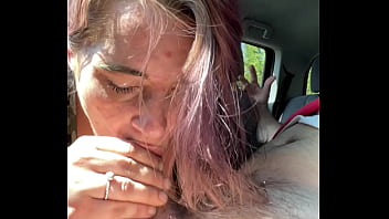 Hooker deepthroats a cock in public and then lets a dude cum in her mouth and she even sucks off all the cum
