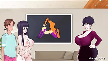 Horny guys shoots hot cum on nerdy girl and friend