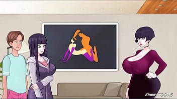 Horny guys shoots hot cum on nerdy girl and friend