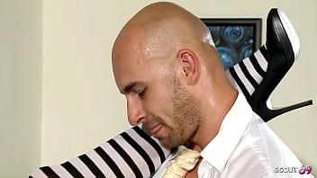Slim Fit Madi In Costum And Overknee Socks Seduce Her Boss To Cheating Fuck When His Wife Is Away thumbnail