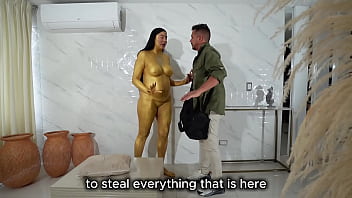 A statue comes to life and teaches a thief a lesson fucks him until he leaves her full of cum melany latina