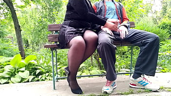 Naughty milf is happy to help me cum in nature