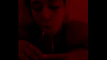 Lightskin ebony step sister sucks my cock like a slutty throat demon for a facial