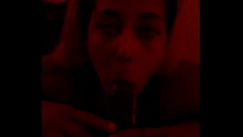 Lightskin ebony step sister sucks my cock like a slutty throat demon for a facial