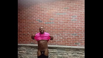 A private strip tease for free while faced forwards in 70 degree weather