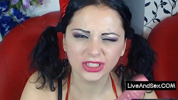 School girl face fuck himself with dildo