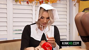 Hot step family foursome sex for thanksgiving