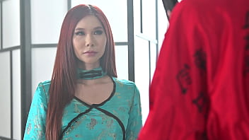 Kimono cuties lia lin and april maxima ditch glass dildo for masseurs cock gp3035