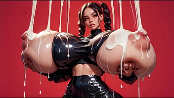 18 ai student latex sluts jiggle and grope their massive cum covered juggs