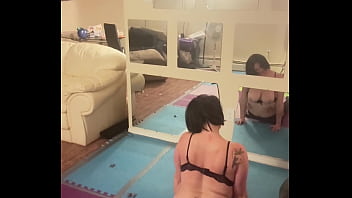 Sarah bj stretching in lingerie