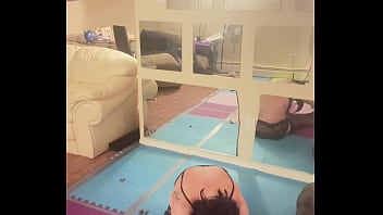 Sarah bj stretching in lingerie