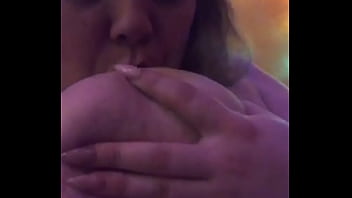 Fatty playing with tits