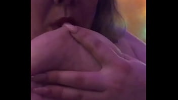 Fatty playing with tits