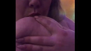 Fatty playing with tits