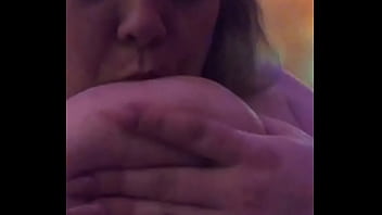 Fatty playing with tits