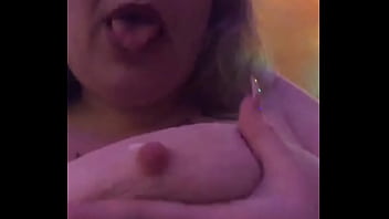 Fatty playing with tits