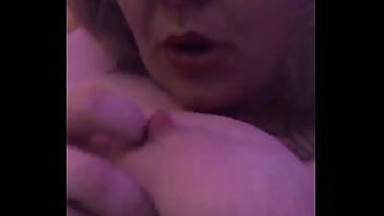 Fatty playing with tits