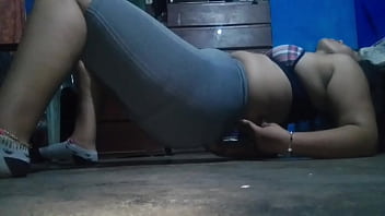 Very sexy brunette has a big ass working out