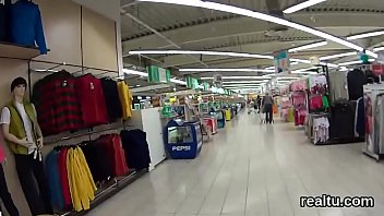 Flawless czech teenie was teased in the hypermarket and poked in pov