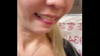 Asian girl masturbates in elevator and someone came in