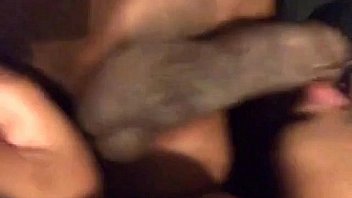 Wild girlfriend likes to suck her mans big black balls