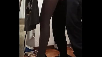 Preview milf gets fucked while ironing in heels and cums on pantyhose