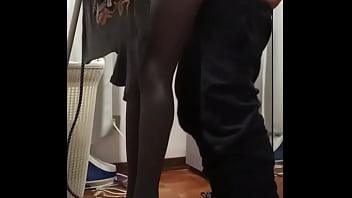 Preview milf gets fucked while ironing in heels and cums on pantyhose