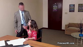 Housewife's nice big tits make principal horny for a little sucky fucky