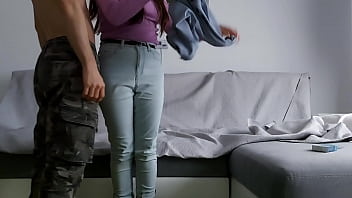 Passionate and romantic sex on the couch with cute teen girlfriend