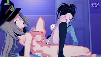 Yaomomo and camie adorable lesbian teen scissoring boku no hero academia