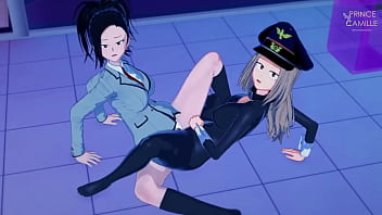 Yaomomo and camie adorable lesbian teen scissoring boku no hero academia