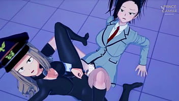 Yaomomo and camie adorable lesbian teen scissoring boku no hero academia