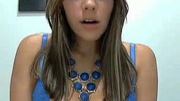 Busty camgirl fucks herself in the ass