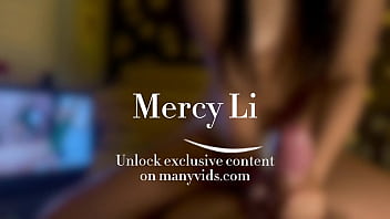 Asian gf play's cock hero handjob with a big cumshot