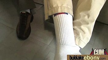 Ebony in a huge bukkake 17
